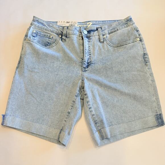 Seven7 Pants - Seven7 Women's Relaxed Bermuda Jean Shorts Sz 8 Cuffed Hem Blue NWT (A0127)